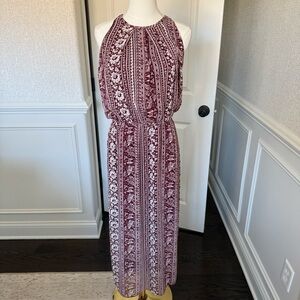 Mayonez Bohemian Maxi Dress in Burgundy and White Womens XS